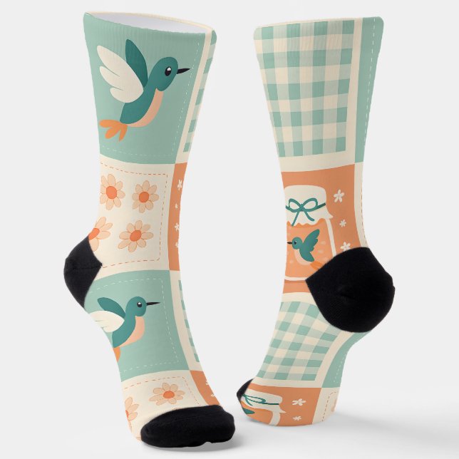 Retro-Kolibrisocken Socken (Gewinkelt)