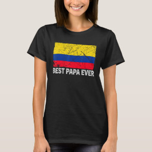 Retro Kolumbien Flag Bester Papa je Vatertag T-Shirt