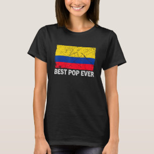 Retro Kolumbien Flag Bester Pop je Vatertag T-Shirt