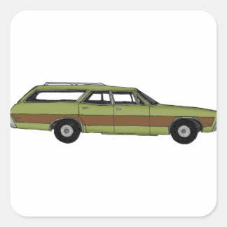Retro-Kombi Quadratischer Aufkleber