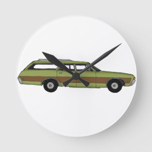 Retro-Kombi Runde Wanduhr