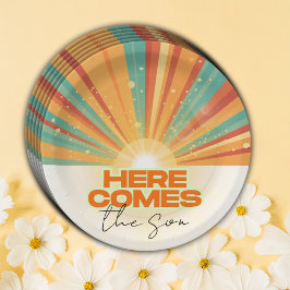 Retro kommt hier die Son Baby Dusche Pappteller