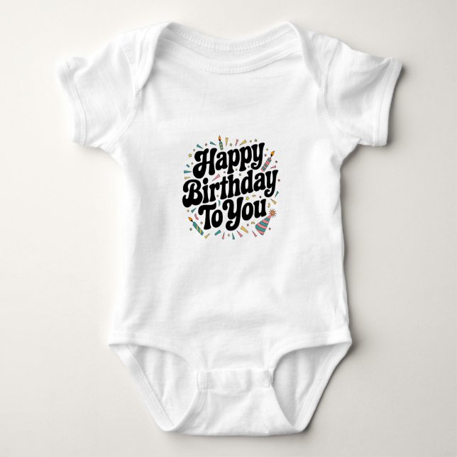 Retro-Konfetti-Geburtstag Baby Strampler (Vorderseite)