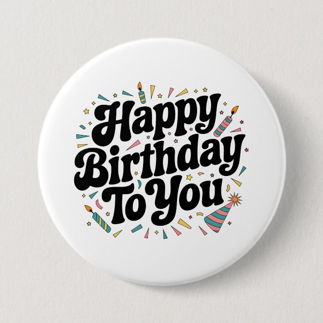 Retro-Konfetti-Geburtstag Button (Vorderseite)