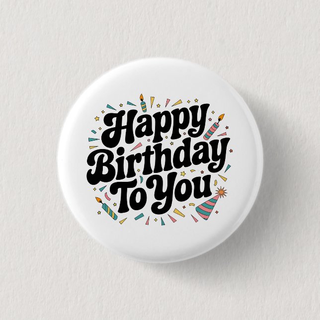 Retro-Konfetti-Geburtstag Button (Vorderseite)