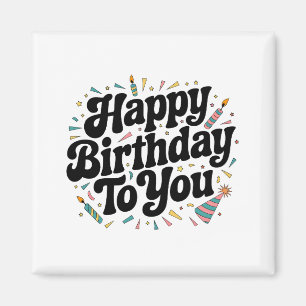 Retro-Konfetti-Geburtstag Magnet