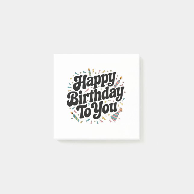 Retro-Konfetti-Geburtstag Post-it Klebezettel (Vorderseite)