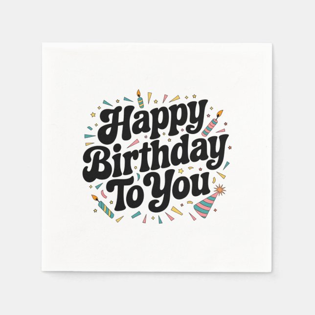 Retro-Konfetti-Geburtstag Serviette (Vorderseite)
