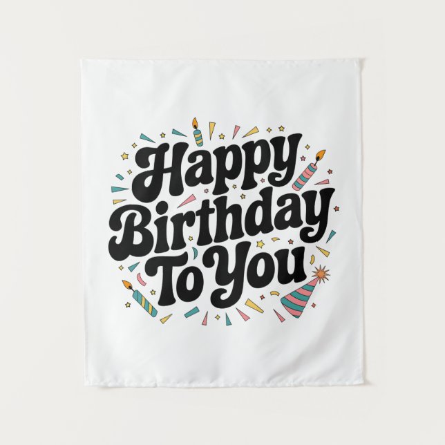 Retro-Konfetti-Geburtstag Wandteppich (Vorderseite)