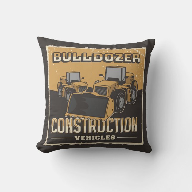 Retro-Konstruktion - Bulldozer-Kissen Kissen (Vorderseite)