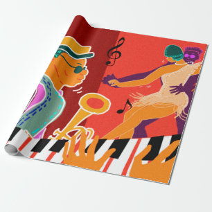 Retro-Kontrast-Musikfestival Jazz Geschenkpapier
