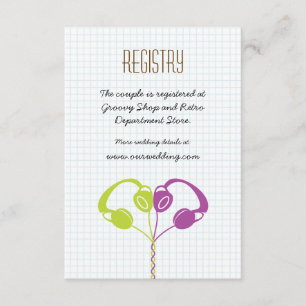 Retro Kopfhörer Herzmusik Hochzeit Lila Limon Begleitkarte