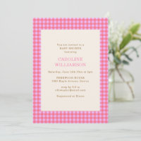 Retro-Korallenrosa-Blush-Gingham-Preppy-Baby-Party