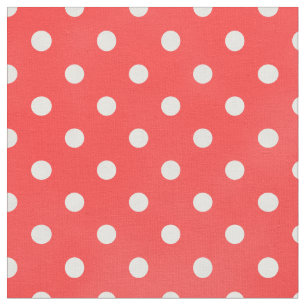 Retro-Korallenrot-weiße Polka-Punktmuster Stoff