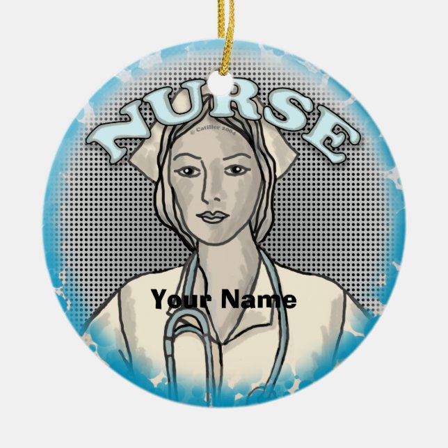 Retro-Krankenschwester Keramik Ornament (Vorne)