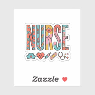 Retro-Krankenschwester-Typografie Medizinisches Ic Aufkleber