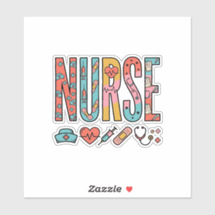 Retro-Krankenschwester-Typografie Medizinisches Ic Aufkleber