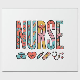 Retro-Krankenschwester-Typografie Medizinisches Ic Geschenkpapier
