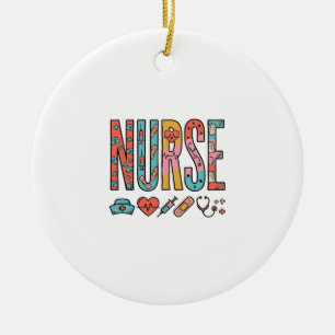 Retro-Krankenschwester-Typografie Medizinisches Ic Keramik Ornament