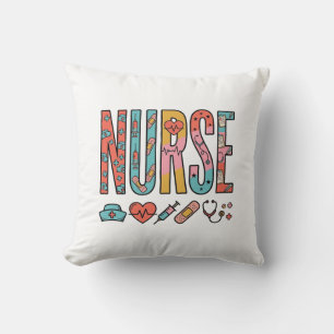 Retro-Krankenschwester-Typografie Medizinisches Ic Kissen
