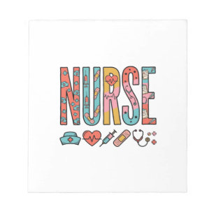 Retro-Krankenschwester-Typografie Medizinisches Ic Notizblock