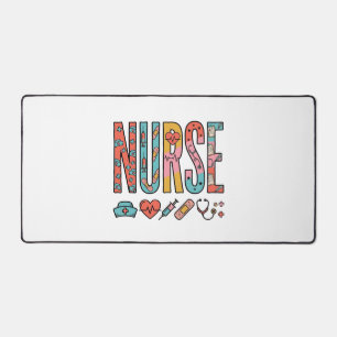 Retro-Krankenschwester-Typografie Medizinisches Ic Schreibtischunterlage