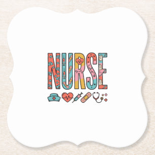 Retro-Krankenschwester-Typografie Medizinisches Ic Untersetzer