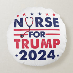 Retro-Krankenschwestern für Trump 2024 Amerika Ste Rundes Kissen