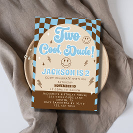 Retro Krass Zwei Coole Typ Junge 2. Geburtstag Par Einladung
