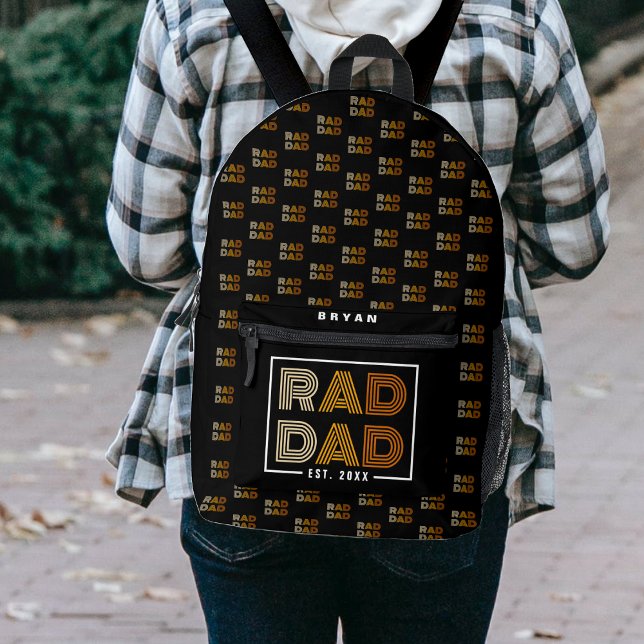 Retro Krasser Vater Muster Schwarz Bedruckter Rucksack (Retro Rad Dad Pattern Black Printed Backpack
)