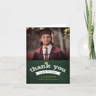 Retro-Kreideskizze Foto Abschlussmütze Graduierter Dankeskarte