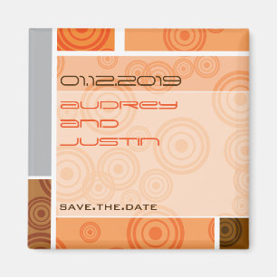 Retro Kreis-Block-Orangen-Save the Date Magnet