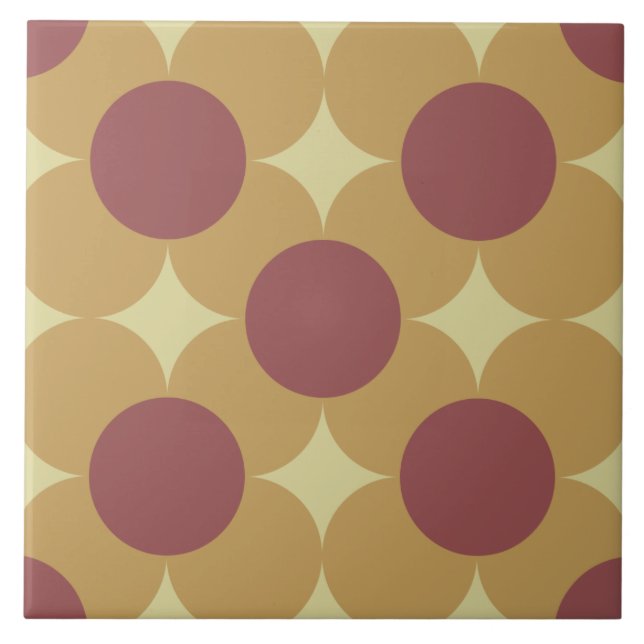 Retro-Kreis-Blumenmuster Fliese (Vorderseite)