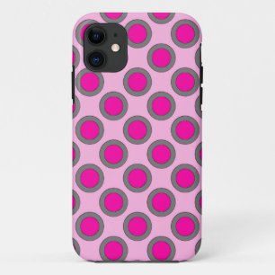 Retro-Kreis-Punkte, Fuchsia, Grau und Pink Case-Mate iPhone Hülle