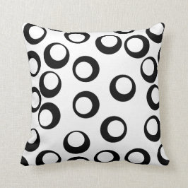 Retro Kreis-Schwarzweiss-Muster Kissen