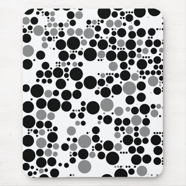 Retro Kreise des Schwarzweiss-Grayscale Mousepad (Vorne)