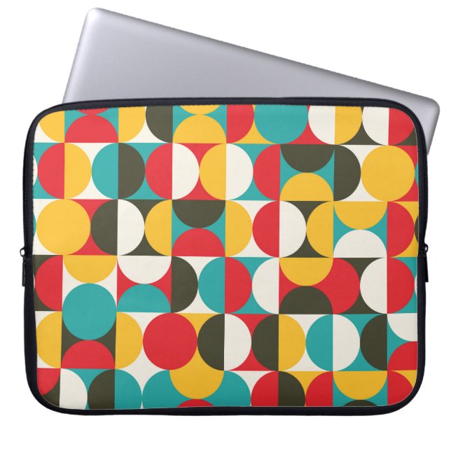 Retro-Kreise: Farbiges Hipster Muster. Laptopschutzhülle (Vorderseite)