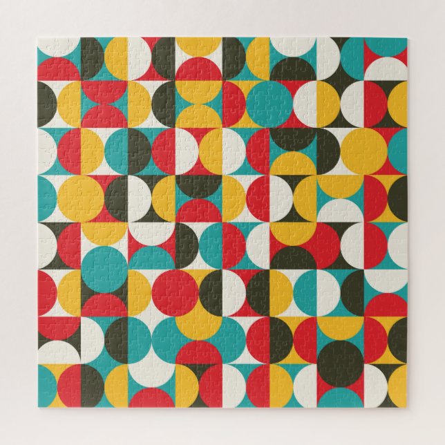 Retro-Kreise: Farbiges Hipster Muster. Puzzle (Vertikal)