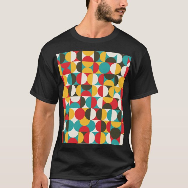 Retro-Kreise: Farbiges Hipster Muster. T-Shirt (Vorderseite)