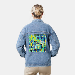 Retro-Kreise Gelb-Türkis auf Neuro-Grün Jeansjacke