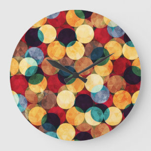 Retro-Kreise, Grunge-Textur nahtloses Muster. Große Wanduhr