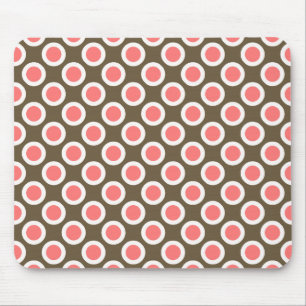 Retro-Kreise mit Punkten, Taupe und Korallenrosa Mousepad