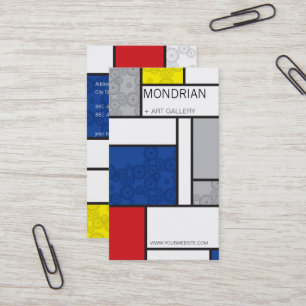 Retro Kreise Mondrian Minimalist De Stijl Art Visitenkarte