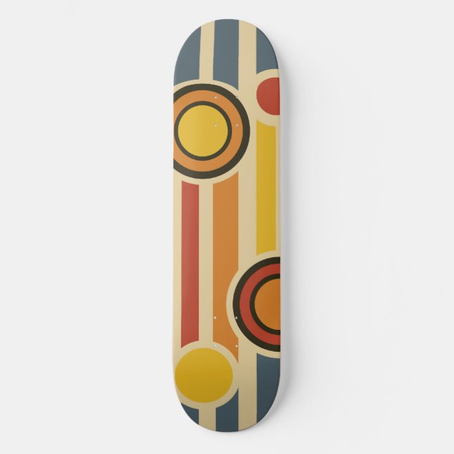 Retro-Kreise und -Linien Skateboard (Vorderseite)