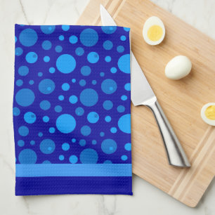Retro-Kreise und Punkte in Blau auf Dunkelblau Geschirrtuch