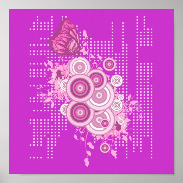 Retro-Kreise und Schmetterlingsdesign Poster (Vorne)