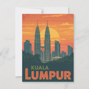 Retro Kuala Lumpur Petronas-Türme Postkarte