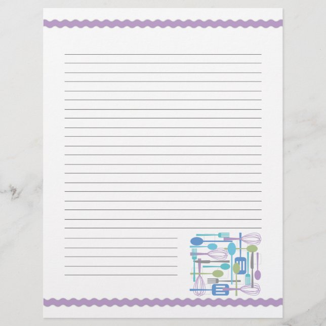 Retro Küche Kochen Utensitäten Rezepte Seiten (Vorderseite)