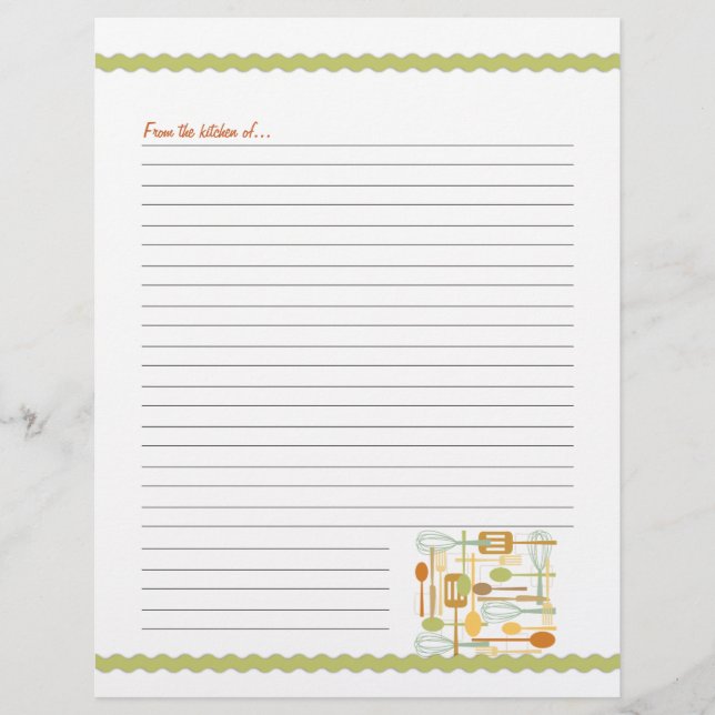 Retro Küche Kochen Utensitäten Rezepte Seiten (Vorderseite)