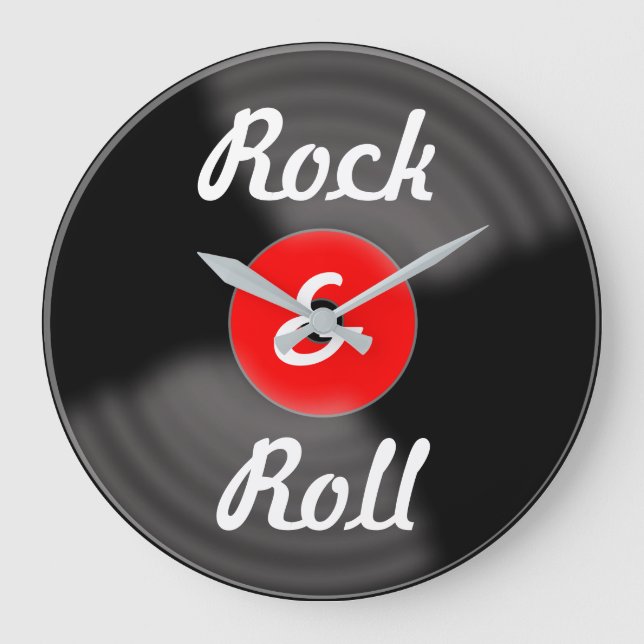Retro-Küchen-Rock-'-Roll-Rot-Schallplatten-Wanduhr Große Wanduhr (Vorderseite)